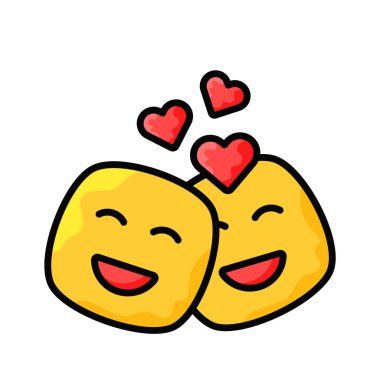 Romantik çift emoji vektör tasarımı, premium kullanıma hazır