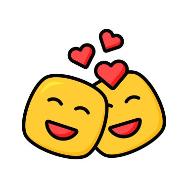 Romantik çift emoji vektör tasarımı, premium kullanıma hazır