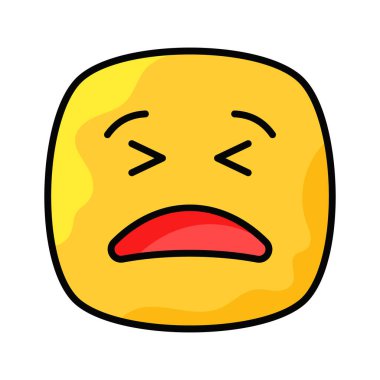Acı verici ifade, acı emojisinin moda simgesi, düzenlenebilir vektör