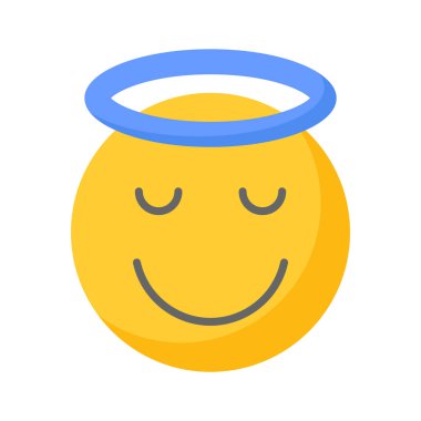 Mükemmel dizayn edilmiş melek emojisi, vektör kullanmaya hazır.