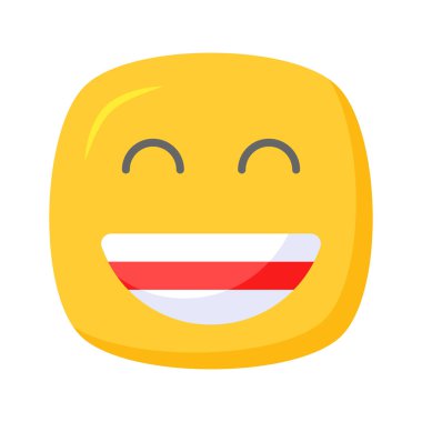 Hevesli emoji simgesi, mutlu yüz vektör tasarımı