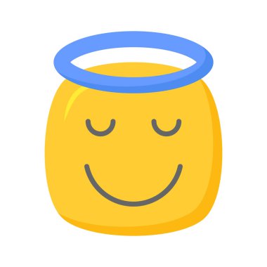 Mükemmel dizayn edilmiş melek emojisi, vektör kullanmaya hazır.