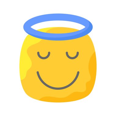 Mükemmel dizayn edilmiş melek emojisi, vektör kullanmaya hazır.