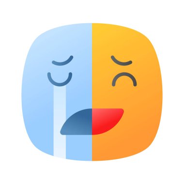 Mutlu üzgün duygu emoji simgesi, vektör tasarımını kullanmaya hazır