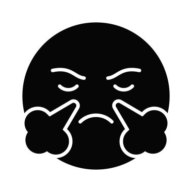 Şu sinirli emojinin yaratıcı ikonuna bir bakın, moda stil vektörü.