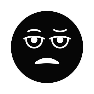 Sıkılmış yüz ifadesi, sıkılmış ifade simgesi, premium vektör