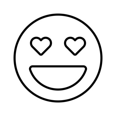 Gözlerinde kalp sembolleri olan mutlu yüz, aşk emojisinin konsept simgesi.