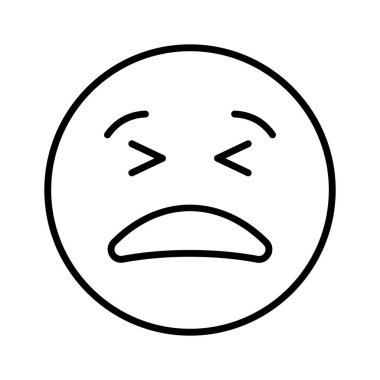 Acı verici ifade, acı emojisinin moda simgesi, düzenlenebilir vektör