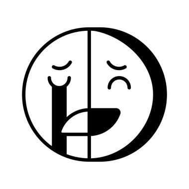 Mutlu üzgün duygu emoji simgesi, vektör tasarımını kullanmaya hazır