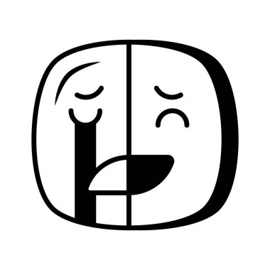Mutlu üzgün duygu emoji simgesi, vektör tasarımını kullanmaya hazır