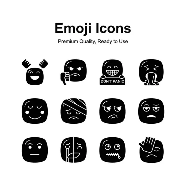 stock vector Cute emoji expressions, emoticons icons set