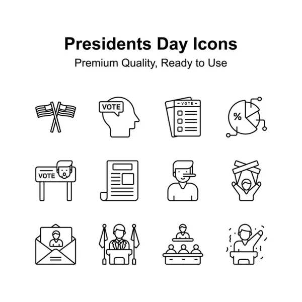stock vector Visually perfect presidents day icon set, customizable vectors