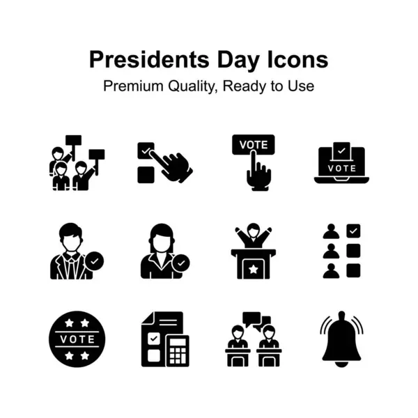 Holen Sie Sich Ihre Hände Auf Präsidenten Tage Symbole Gesetzt lizenzfreie Stockillustrationen