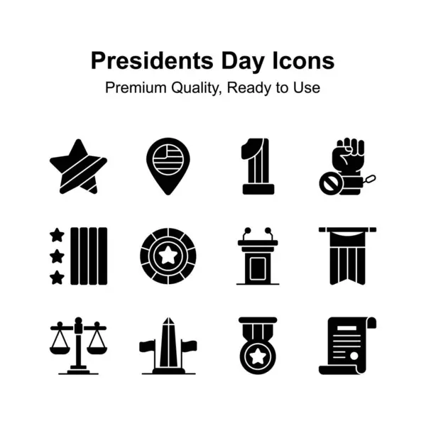 Kreativ Gestaltete Präsidenten Tag Symbole Gesetzt Anpassbare Vektoren Stockvektor