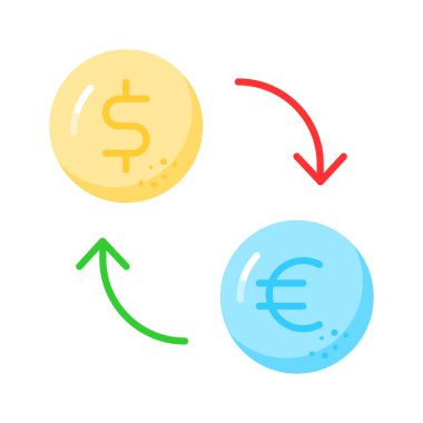 Currency with arrow denoting money exchange vector, currency convertor icon clipart