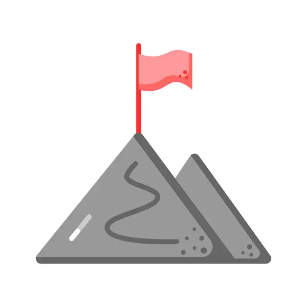 Bandera Cima Montaña Icono Del Concepto Misión Estilo Moda Gráficos Vectoriales