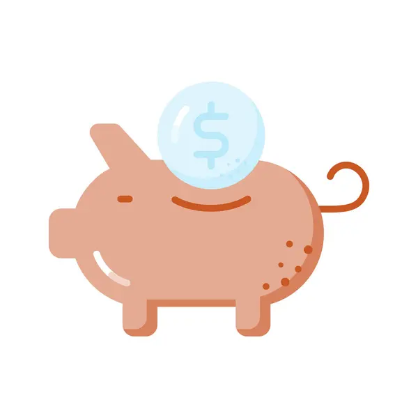 Piggy Bank Met Dollarmunt Trendy Flat Vector Ontwerp Van Spaargeld Rechtenvrije Stockvectors