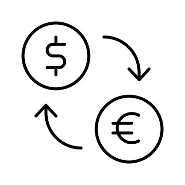 Para değişim vektörü, para birimi dönüştürücü simgesini belirten oklu para birimi