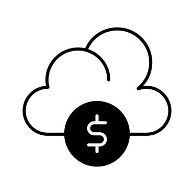 Bulut para simgesi olan dolar, bulut kazanç vektörü