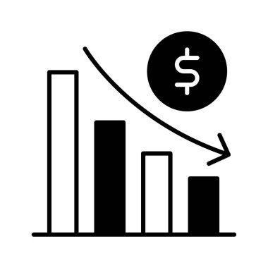 Düşük çizelge, finansal kayıp, azalan grafik vektör tasarımı
