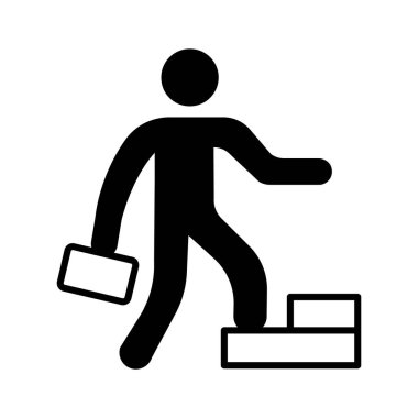 Bir adam basamakları tırmanıyor. Kariyer ikonu gösteriyor.