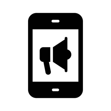 Mobil pazarlamanın konsept simgesini gösteren içerideki megafon