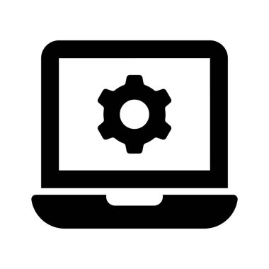 Dizüstü bilgisayarın içinde dizüstü bilgisayar ayarlarının konsept simgesini göster