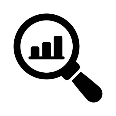 İş analizinin vektör tasarımını gösteren büyüteç altında büyüyen grafik