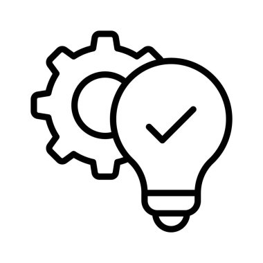 Fikir yönetiminin kavram simgesini gösteren ampullü dişli