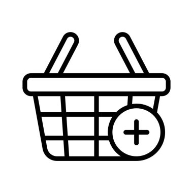 Alışveriş arabası ve artı tabela konsept simgesi.