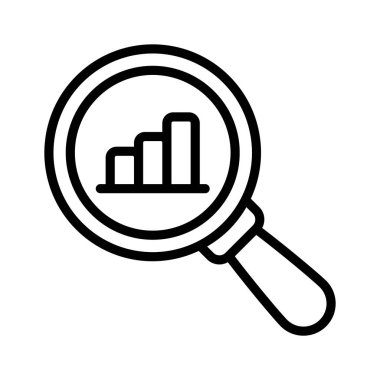 İş analizinin vektör tasarımını gösteren büyüteç altında büyüyen grafik