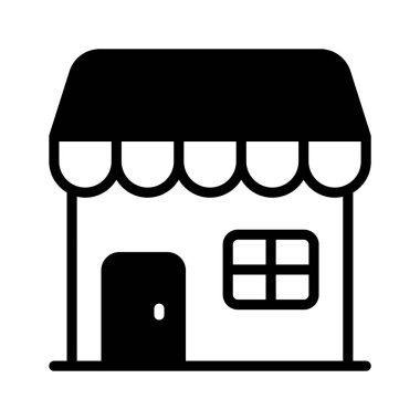 Mağaza inşa vektör tasarımı, beyaz arka planda izole