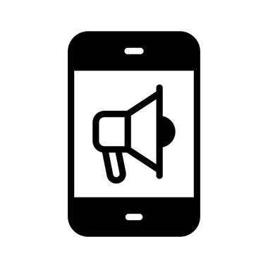 Mobil pazarlamanın konsept simgesini gösteren içerideki megafon