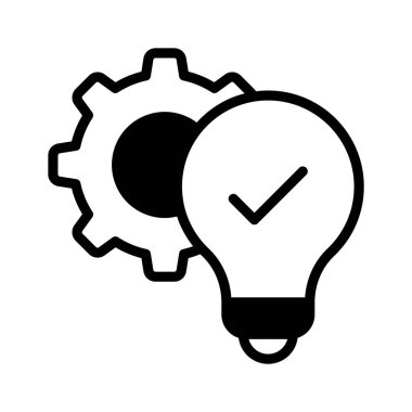 Fikir yönetiminin kavram simgesini gösteren ampullü dişli