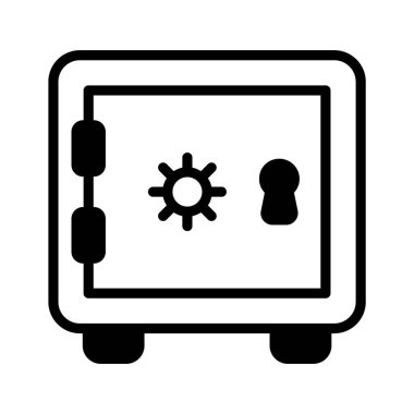 Banka kasası para tasarrufu için, düzenlenebilir bir banka dolabı simgesi, premium vektör