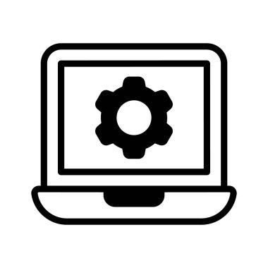 Dizüstü bilgisayarın içinde dizüstü bilgisayar ayarlarının konsept simgesini göster