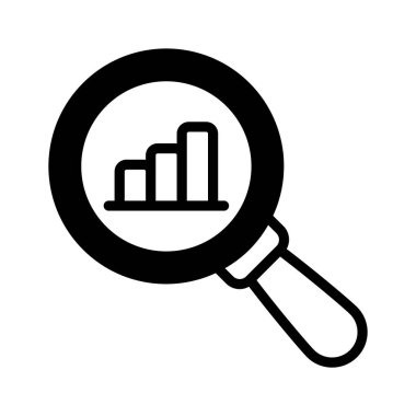 İş analizinin vektör tasarımını gösteren büyüteç altında büyüyen grafik