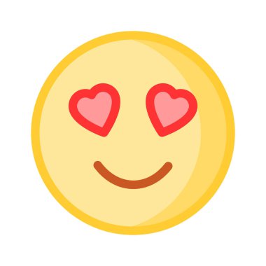 Gözlerinde kalp sembolleri olan mutlu yüz, aşk emojisinin konsept simgesi.