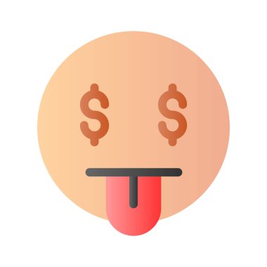 Zengin emoji vektör tasarımı, açgözlü ifadeler, dilde dolar işareti