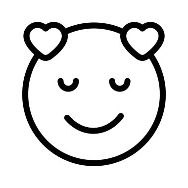 Kalp sembollü mutlu yüz, aşk emojisinin konsept simgesi.