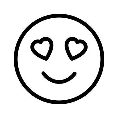 Gözlerinde kalp sembolleri olan mutlu yüz, aşk emojisinin konsept simgesi.