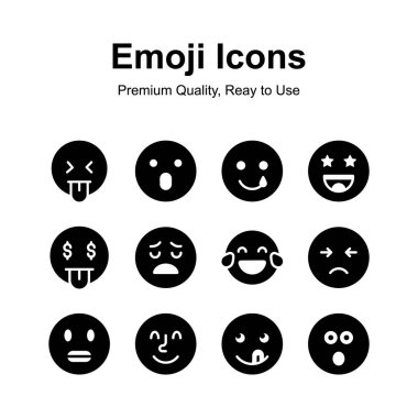 Yaratıcı olarak hazırlanmış emoji simgeleri, sevimli ifade vektörü seti