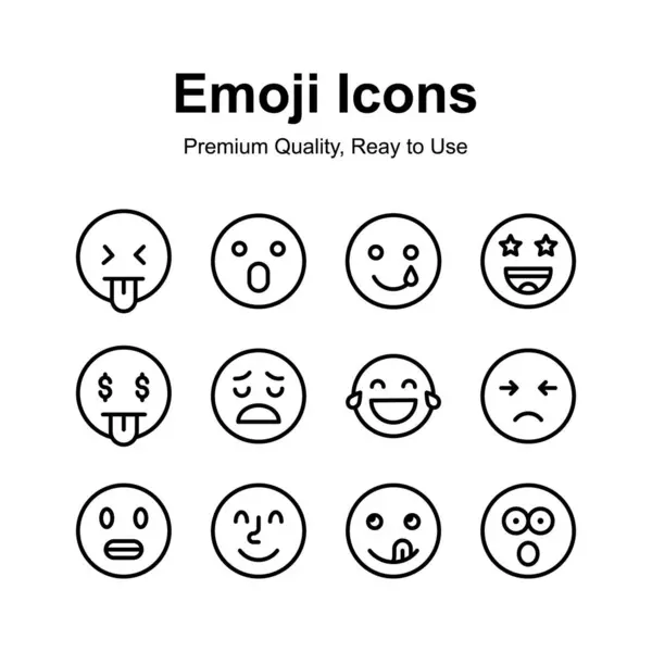 stock vector Creatively crafted emoji icons, cute expressions vector set