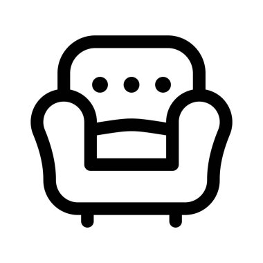 Koltuk, kanepe ikonu, beyaz arka planda izole edilmiş. Mobilya sembolü