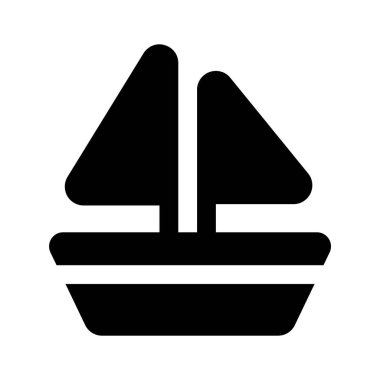 Yelkenli tekne vektör tasarımı, su sporları simgesi