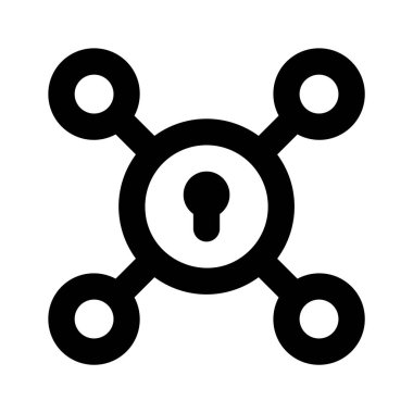 Ağ güvenliğinin vektörünü gösteren ağ düğümlü anahtar deliği