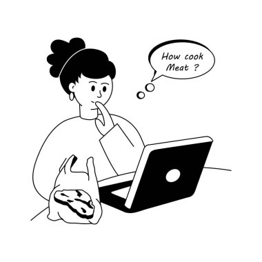 Yemek pişirme, bayram kutlamaları için video dersi arayan bir kadın.