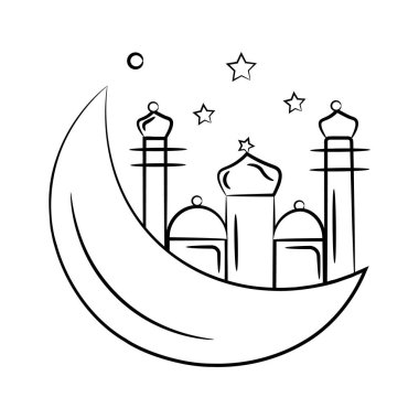 Kurban Bayramı 'nın kavramsal vektörü Hilal Ay, premium simge