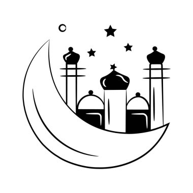 Kurban Bayramı 'nın kavramsal vektörü Hilal Ay, premium simge