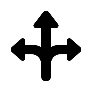 Üç yönlü ok işareti, yol işareti simgesi, vektör tasarımı